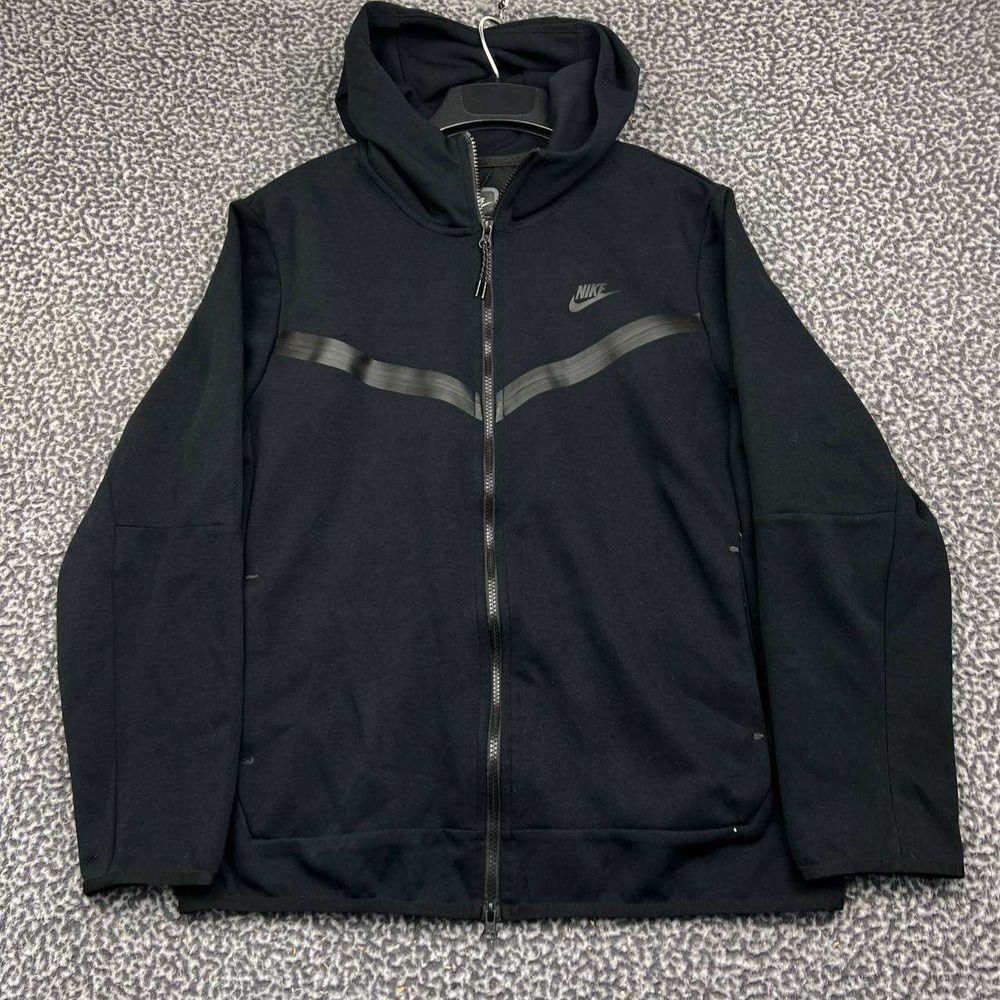 Nike Tech Fleece Hoodie Men XXL Black Full Zip Long Sleeve 2XL